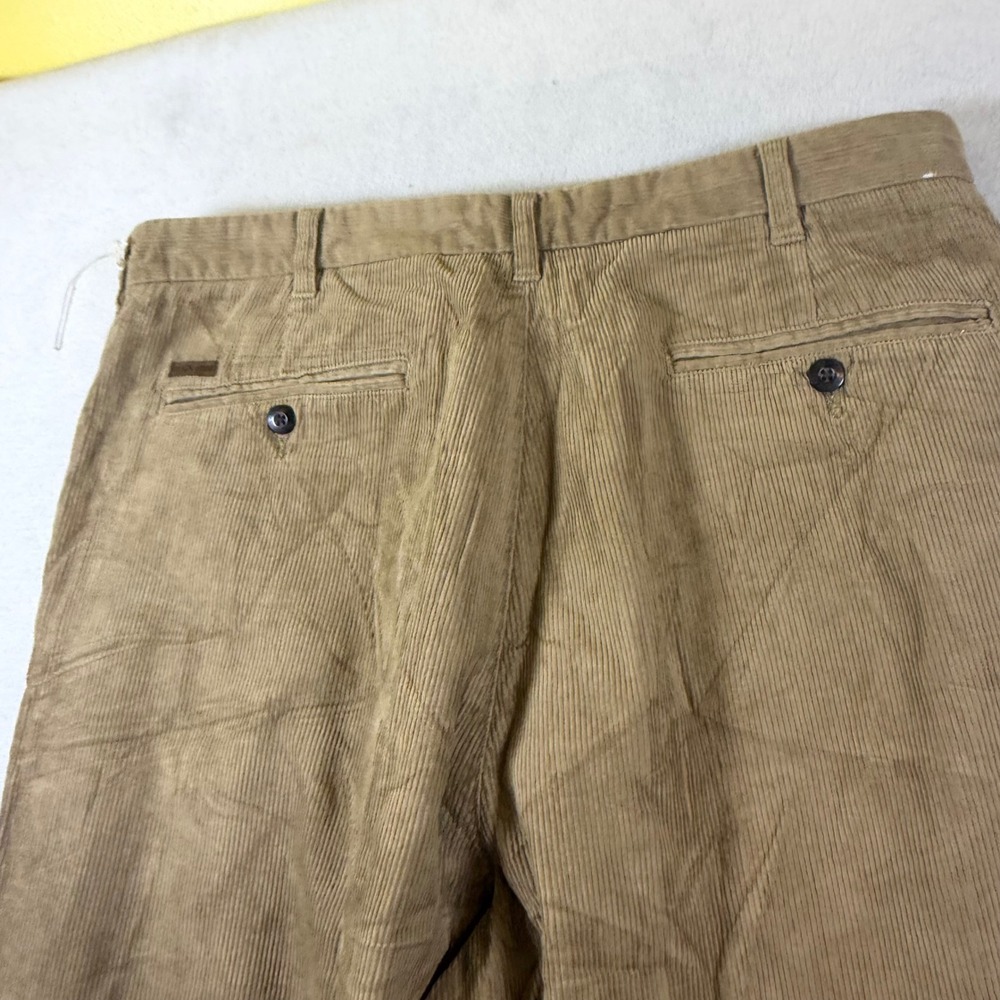 Duck Head Mens Tan Corduroy Pleated Straight Leg Pants Khaki 36x34 Cotton